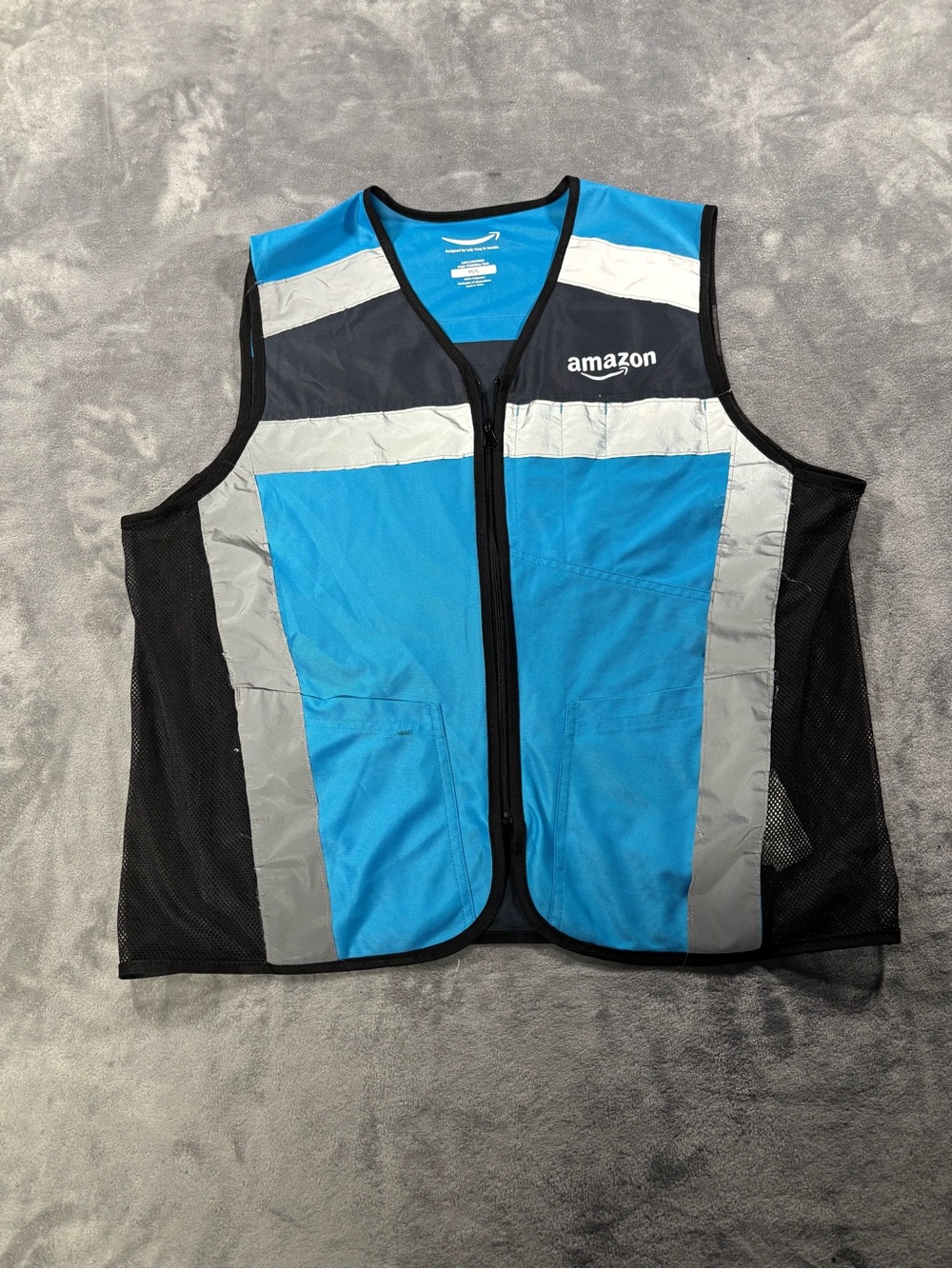 Amazon Light Blue and Gray Reflective Mesh Safety Vest